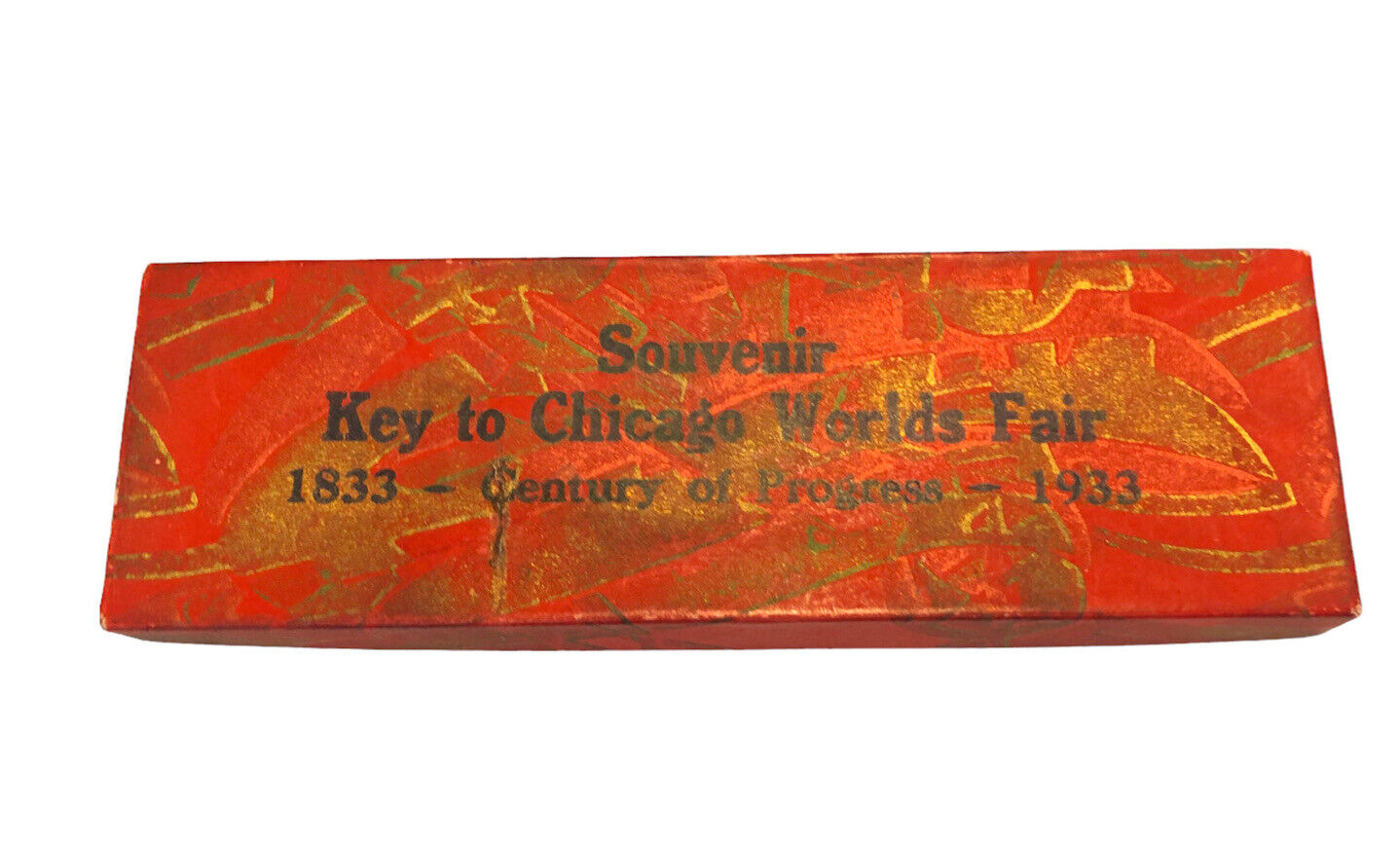 Vintage 1933 Chicago Worlds Fair Souvenir Century of Progress Brass Key-