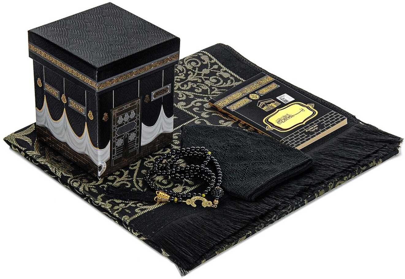 Kaaba Box Islamic Gift Set, Janamaz, Islamic Gift, Eid, Ramadan,Wedding, Black