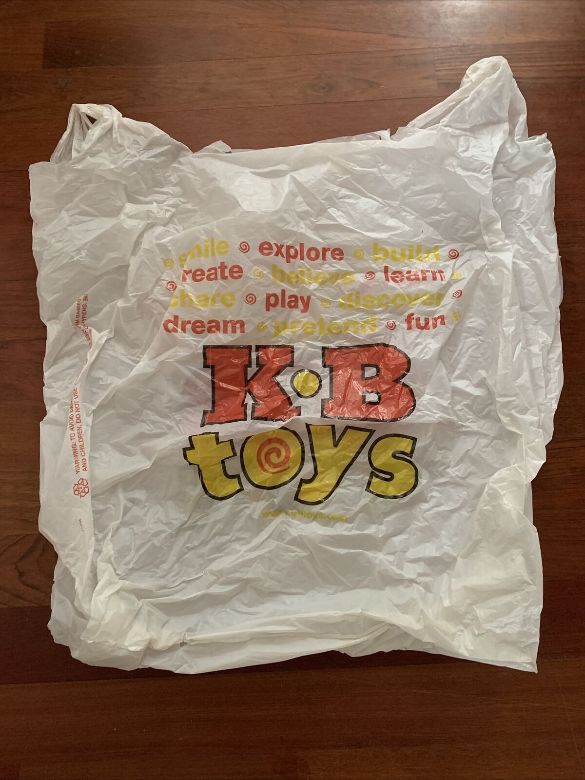 Vintage KB Toys LARGE - XL PLASTIC SHOPPING BAG Toy Store Bag Toy Works RARE