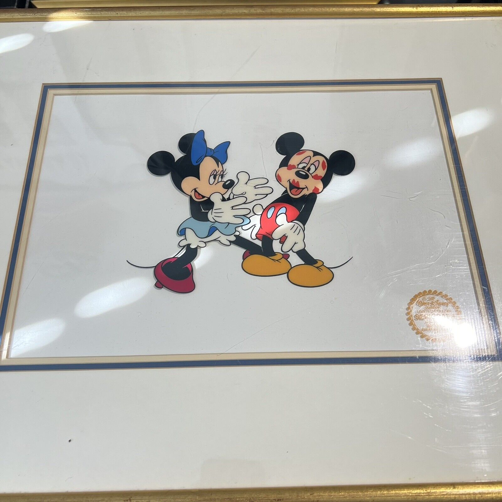 Walt Disney Framed Minnie Loves Mickey Rare Serigraph 1935 Magical Vintage Aged