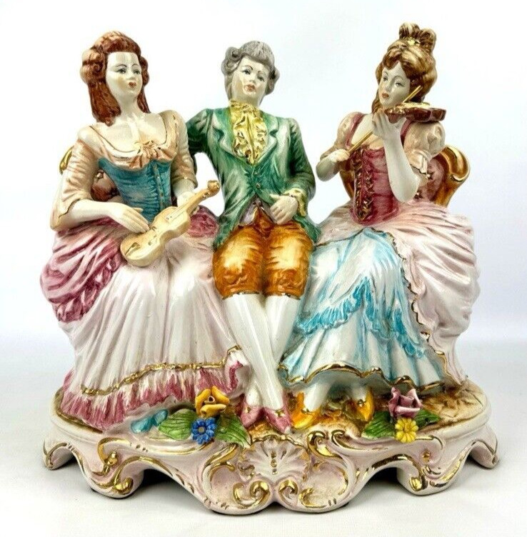 Vintage Capodimonte Porcelain Italian Trio of Musicians in Period Dress