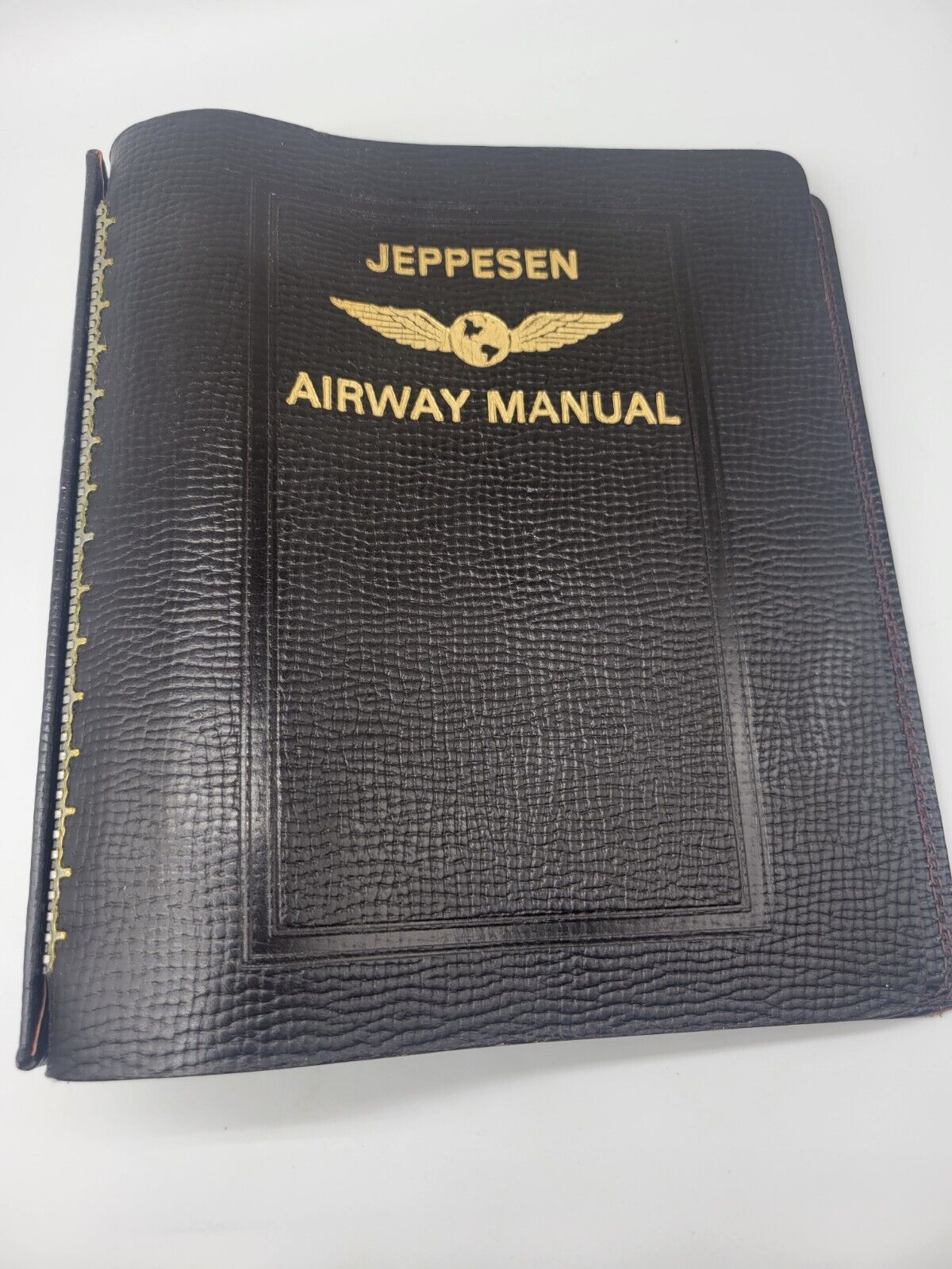 Vintage Jeppesen Airway Manual Leather  Binder in Very Nice Vintage Condition 