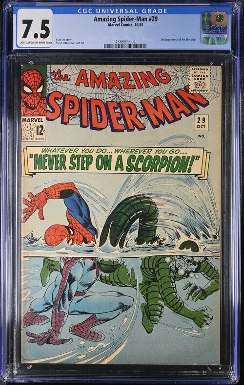 Amazing Spider-Man 29 CGC 7.5 2nd App Scorpion Ditko Cover 1965