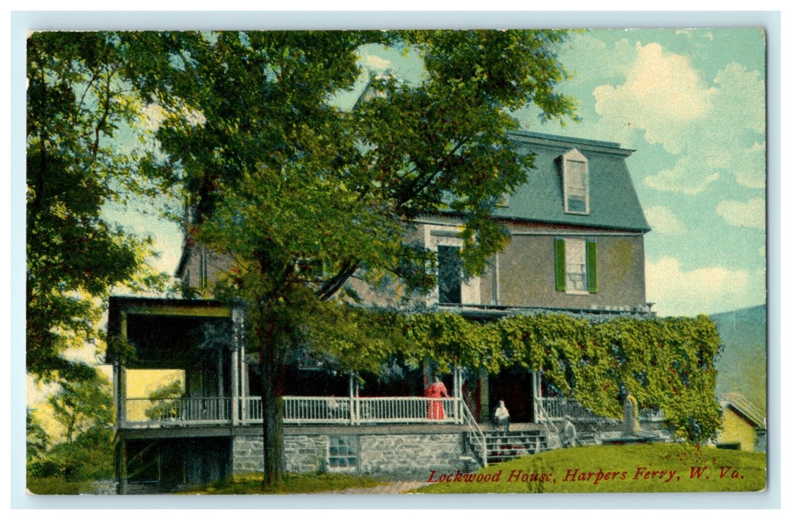 1909 Two Person at Lockwood House, Harpers Ferry West Virginia VA Postcard