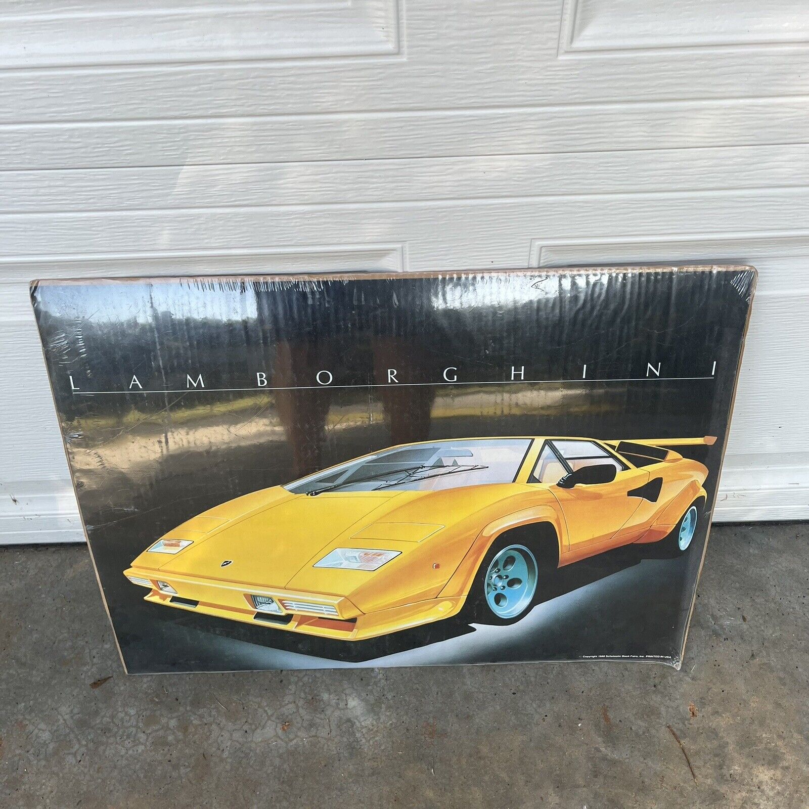 Vintage Lamborghini Countach Poster Yellow 1988 Never Hung NIP New 24” x 18”