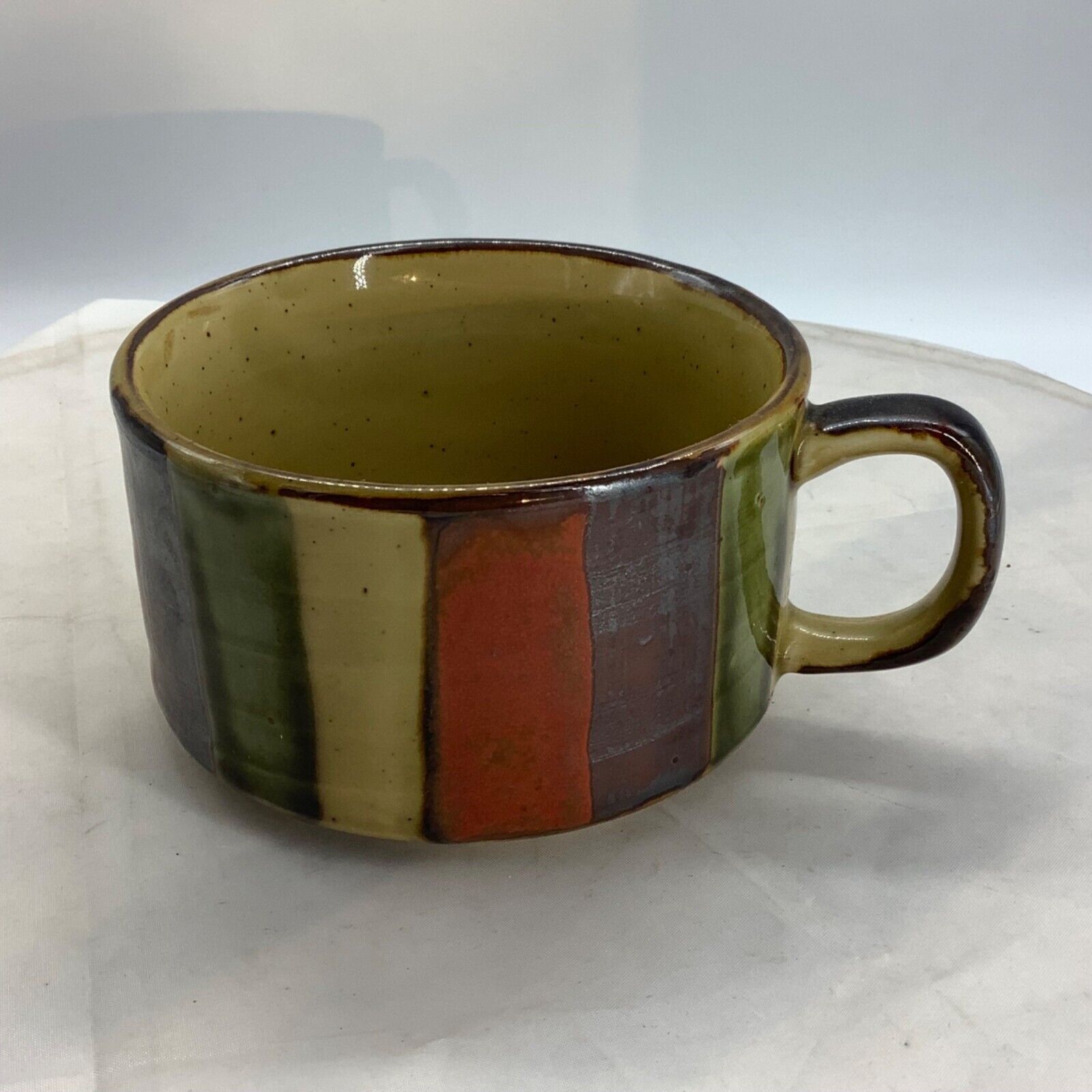 Vtg Otagiri Original Hand Crafted Soup Mug Bowl Stripes JAPAN Pottery Stoneware