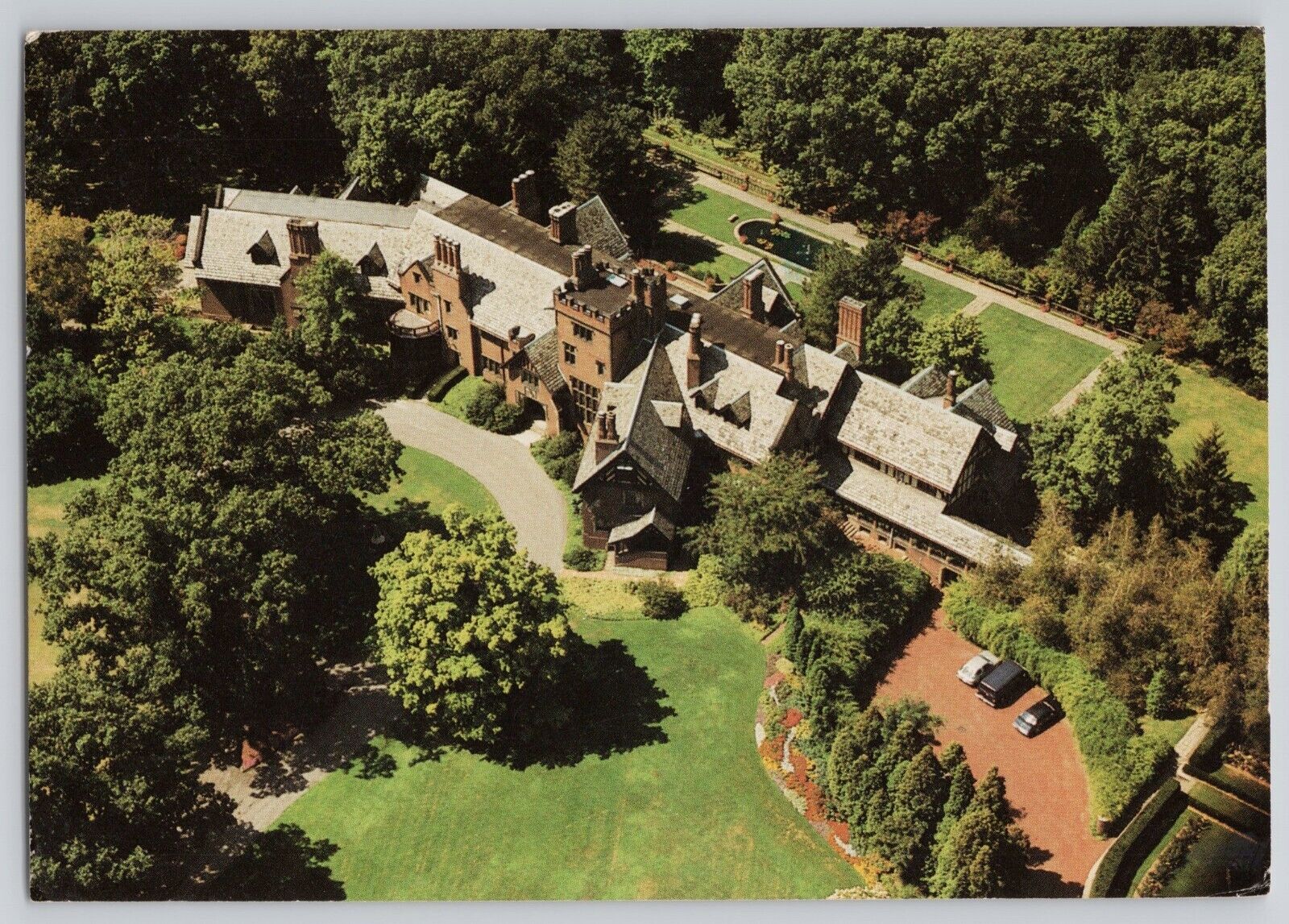 Stan Hywet Hall and Gardens Akron Ohio Chrome Postcard Aerial View