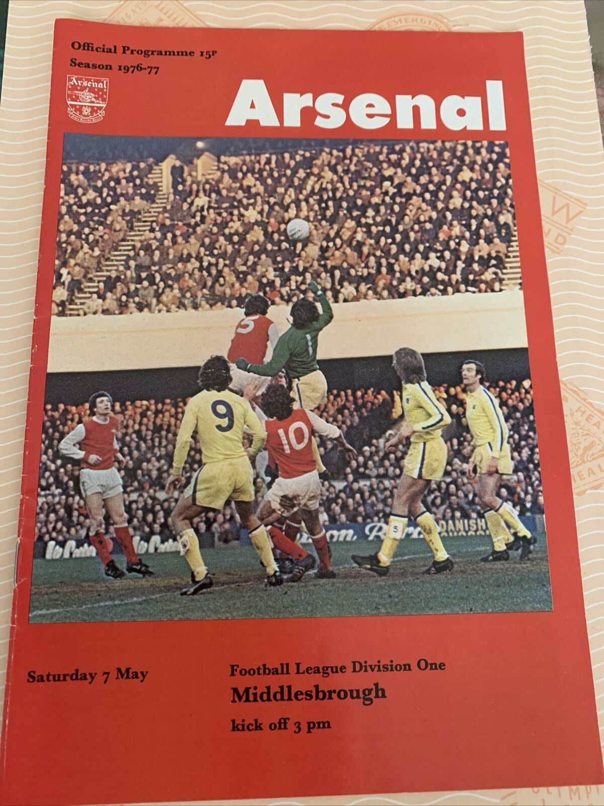 1977 Arsenal V Middlesbrough Soccer/football Programme