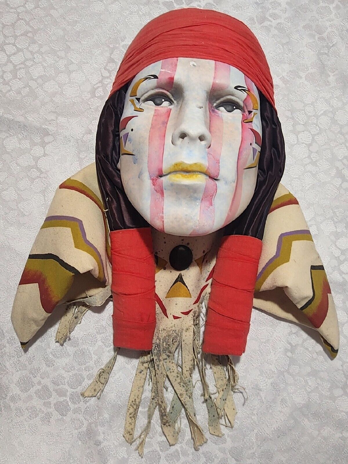 Vintage 07/1990 Dyan Nelson NATIVE AMERICAN INDIAN  Ceramic Wall Mask Signed 