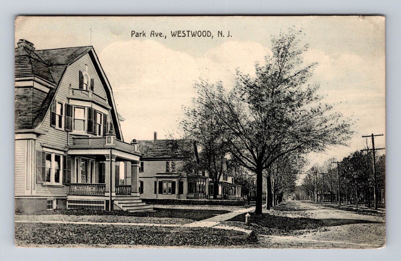 Westwood NJ-New Jersey, Residences On Park Ave Antique Vintage c1915 Postcard