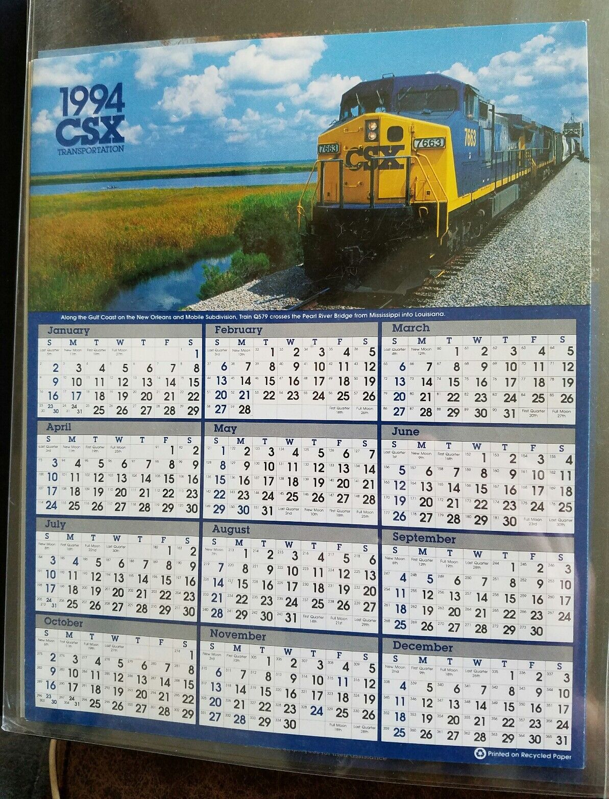 1994 CSX Transportation Railroad Calendar  - 