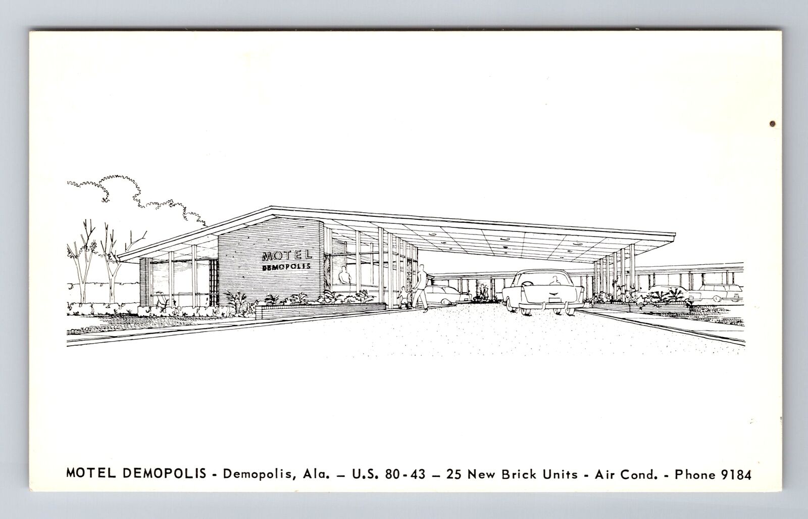 Demopolis AL-Alabama, Motel Demopolis, Advertising, Antique Vintage Postcard
