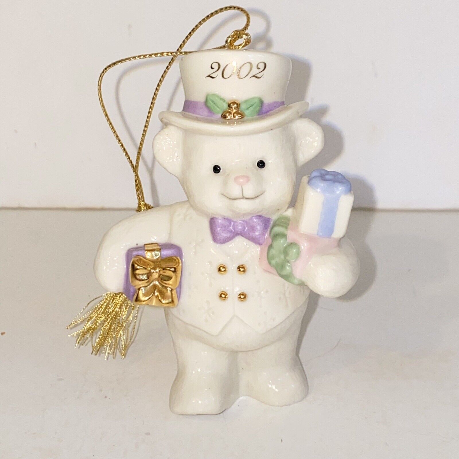Vintage 2002 Lenox Annual Snowman Christmas Ornament 24K Hand Painted Porcelain