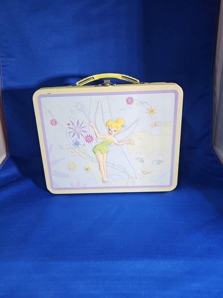 Tin Metal Lunch Snack Toy Box Embossed Disney Tinkerbell Fairy Has Some Dings 