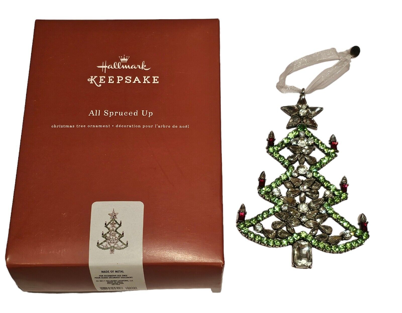 2017 Hallmark Keepsake Christmas Tree Ornament All Spruced Up Metal Rhinestones