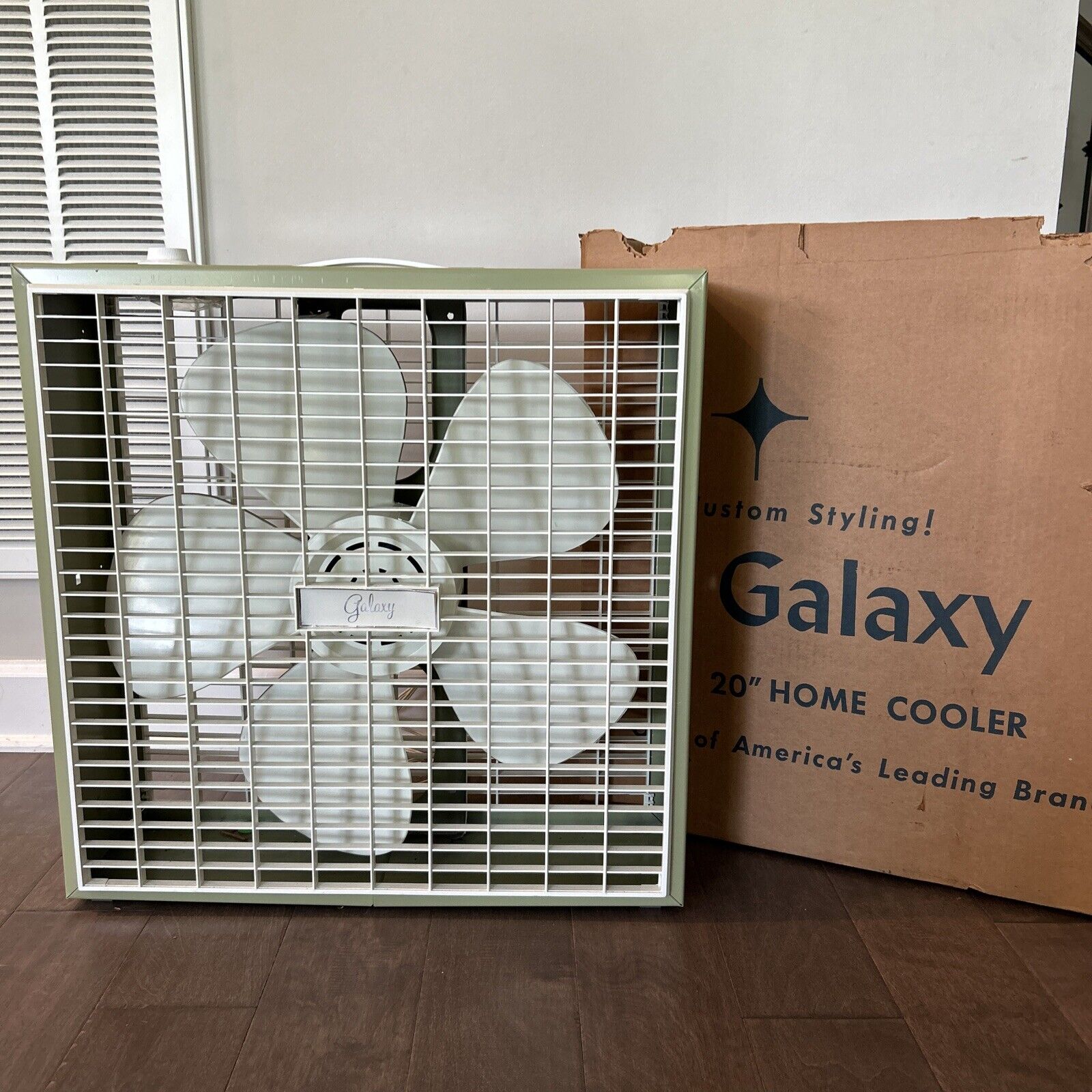 Vintage 70’s-80’s Galaxy 20” Home Cooler Fan BRAND NEW in Box 3714 Green-Woolco