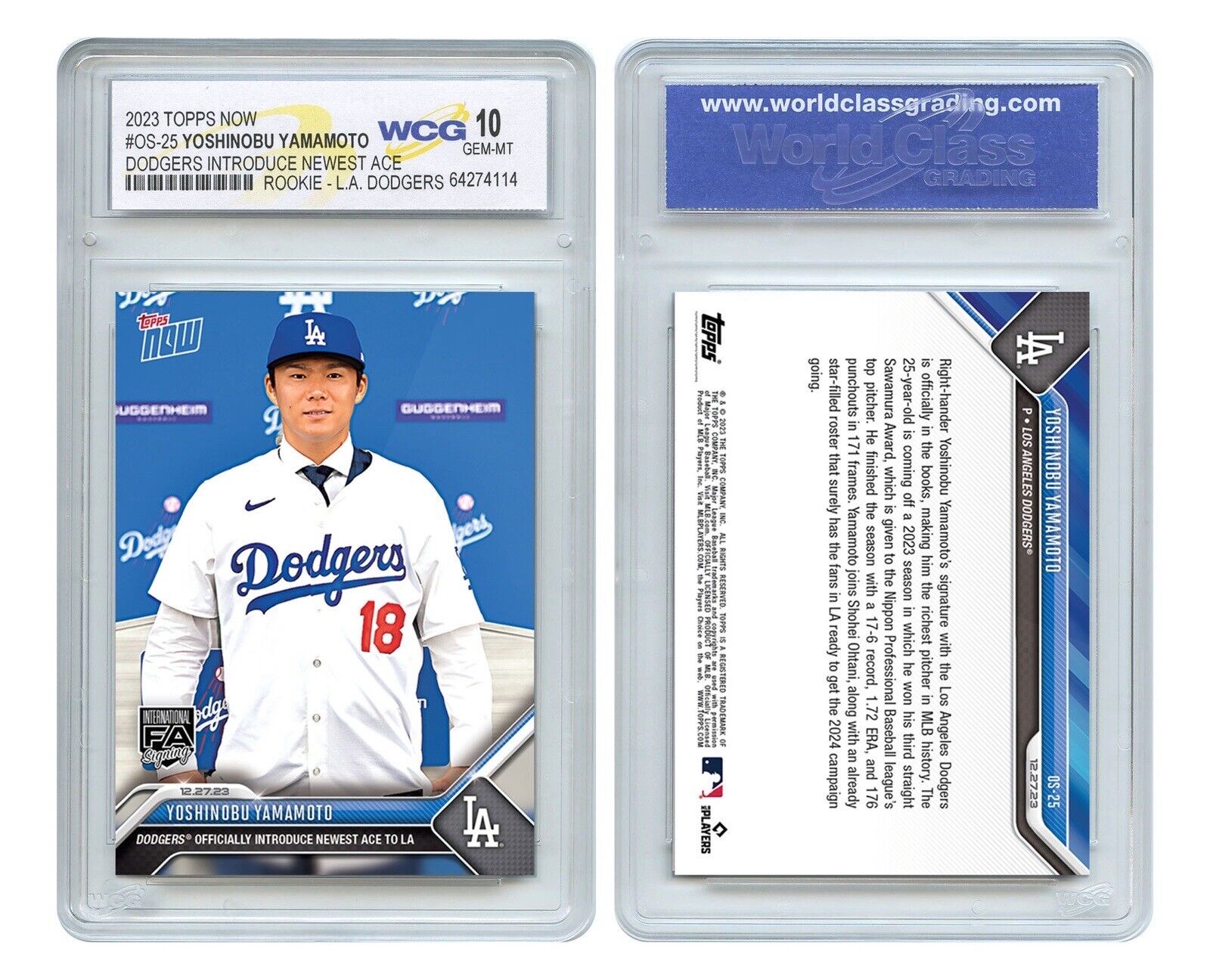2023 Topps Now YOSHINOBU YAMAMOTO L.A. Dodgers Rookie Card #OS25 - GEM MINT 10