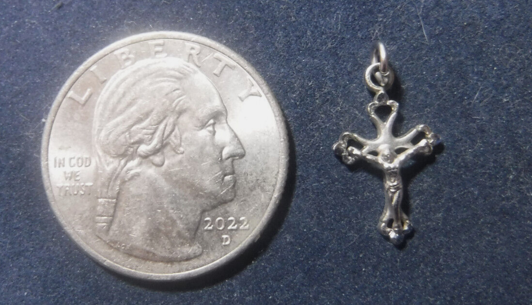 Vintage Tiny Crucifix Sterling Silver