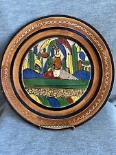 Vintage Mexican Folk Art Hand Painted Terracotta Wall Plate picture