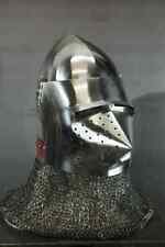 Medieval Knight Bascinet Helmet with Chainmail Aventail - Battle-Ready Helmet picture