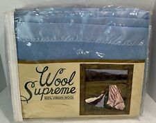 Vintage Chatham Wool Supreme Blue Blanket W/Satin Trim Queen Size New RARE picture