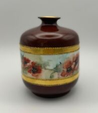 Rare Antique Rosenthal Selb Bavaria Vase, c. 1901, Crimson, Floral, Gold picture