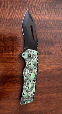 Skull Green Extreme Outdoor Camo Tactic Rescue 8 Inch Pocket Knife Blade NEW picture