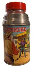 1959 Gunsmoke Metal Thermos Aladdin No Cup Bottom Separated No Lunchbox VTG READ picture