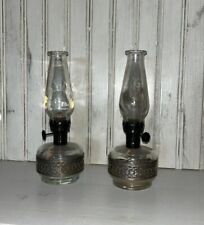 Set of Antique Clear Glass Oil Lamps picture