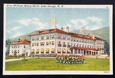 Lake George New York Fort William Henry Hotel Vintage Unused Linen Postcard picture