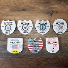 Ocean City and Cape May New Jersey Lot of 7 Seasonal Military Beach Tags picture