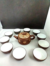 Yixing Clay Oriental Teapot with 10 tea cups, Good Condition picture