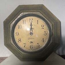 Antique Sessions 8 Day Clock Green And Gold Crackle Paint With A Key picture