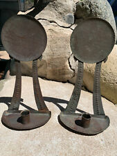 Pair Antique Hammered Arts & Crafts Copper Candle Sconces - Great Patina picture