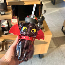 Hot Starbucks 2023 Halloween Black Cat Bat Wings Glass Straw Cup Tumbler 19oz picture