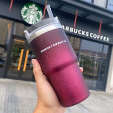 Starbucks + Stanley Gradient Red Stainless Steel Straw Cup 20oz Tumbler Car Cup picture