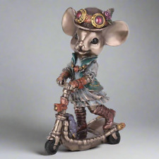 Victorian Steampunk Mouse Figurine - Scooter Rider Decor Statue picture