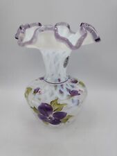 Fenton French Opalescent Diam Optic Hand Painted W196 Signed Shelly Fenton 2002  picture