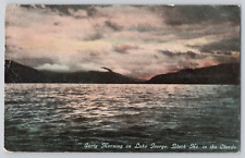 Postcard c1912 Early Morning On Lake George, Black Moutain In the Clouds. picture