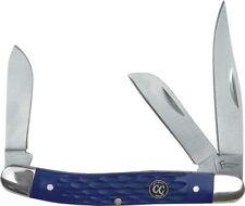 Cattleman's Signature Stockman Pocket Knife Stainless Blade Blue Delrin Handle picture