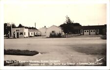 GAS STATION, MOTEL antique real photo postcard rppc LARAMIE WYOMING WY 1940s picture