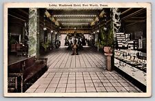 Lobby Westbrook Hotel Fort Worth Texas TX 1922 Postcard picture