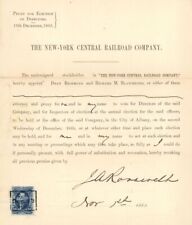 1865 New-York Central Railroad Co. signed by J.A. Roosevelt - Autographs - Autog picture
