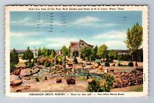 Waco TX-Texas, Home of N.G. Crews, Lily Pool, Rock Garden c1935 Vintage Postcard picture