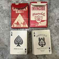 Vintage Pinochle Card Decks Lot Of 2- Caravan And Invincible  picture