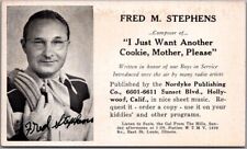 c1940s FRED M. STEPHENS Advertising Postcard Songwriter / Nordyke Publishing picture