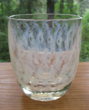 Glassybaby Tealight Candle Holder Yes White Clear Triskelion Bubbles Votive 3.75 picture