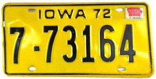 Vintage Iowa 1972 1974 License Plate Man Cave Black Hawk Co 7-73164 Collector picture