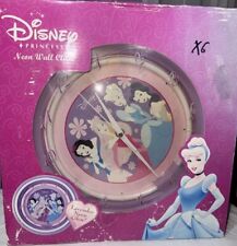 RARE 2005 Disney Princess Neon Light Wall Clock Pink/Lavender Glow New in Box picture