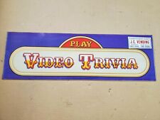 VINTAGE PLAY VIDEO TRIVIA ARCADE VIDEO GAME MARQUEE PLEXIGLASS NOT TRANSLITE picture